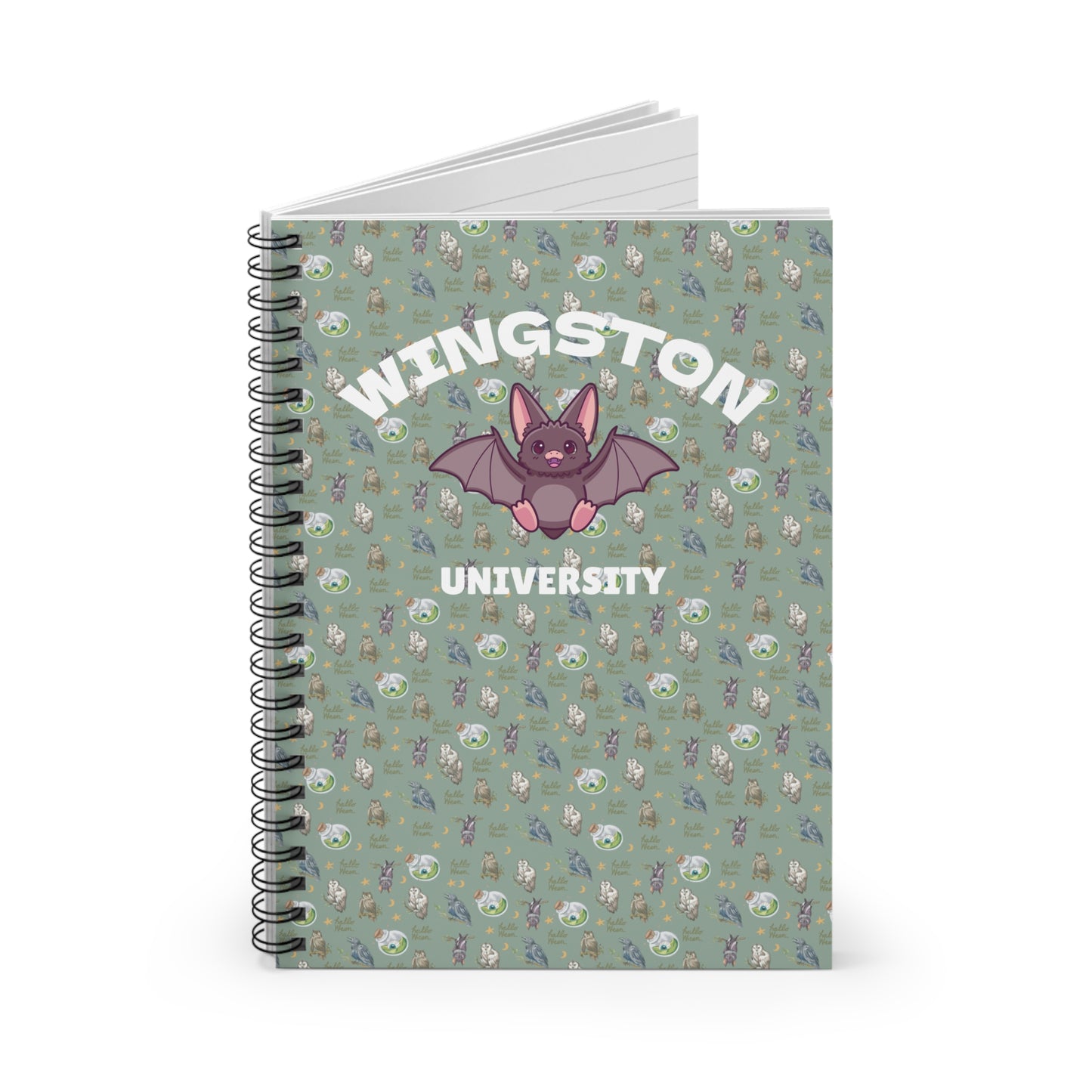 Winston University Spiral Notebook - Cute Bat Design, Journaling, School Supplies, Gifts for Students, College Essentials, Back to School