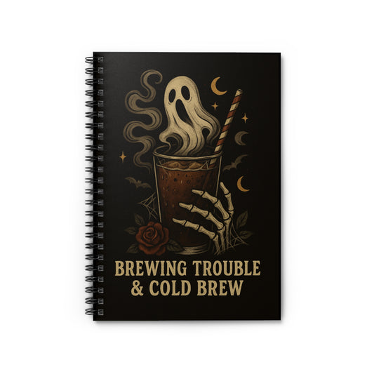 Ghostly Brew Spiral Notebook - Perfect for Halloween, Gift for Coffee Lovers, Journal for Creatives, Unique Stationery, Spooky Decor
